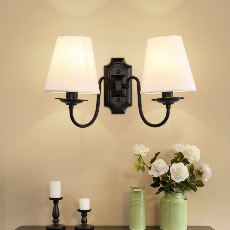 Eimer Schatten Stoff Wand Licht fixture Vintage Wohnzimmer Wand montiert Lampe in Schwarz