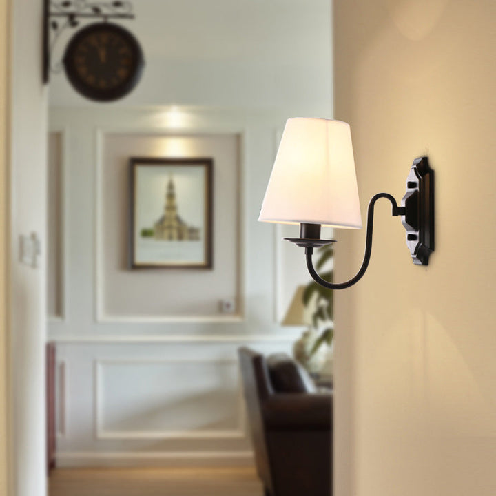 Eimer Schatten Stoff Wand Licht fixture Vintage Wohnzimmer Wand montiert Lampe in Schwarz