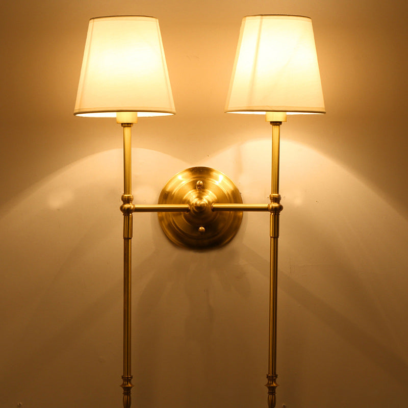 Eimer Schatten Stoff Wandmontage Licht Traditionelle Flur Wandleuchte in Messing