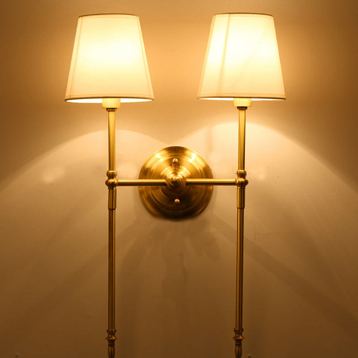 Eimer Schatten Stoff Wandmontage Licht Traditionelle Flur Wandleuchte in Messing