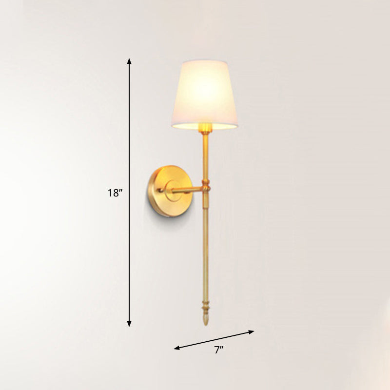 Eimer Schatten Stoff Wandmontage Licht Traditionelle Flur Wandleuchte in Messing