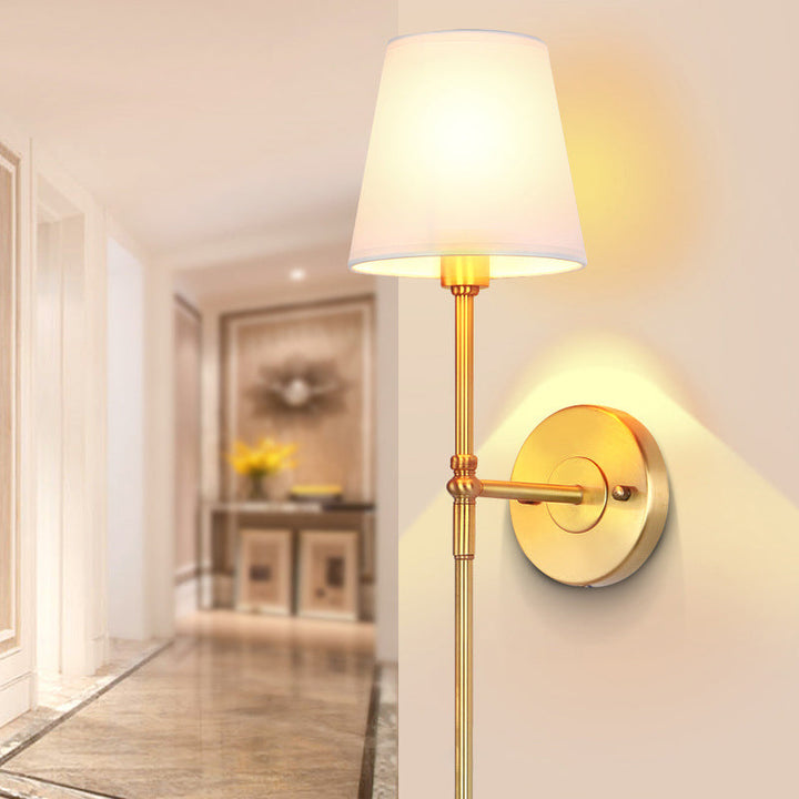 Eimer Schatten Stoff Wandmontage Licht Traditionelle Flur Wandleuchte in Messing