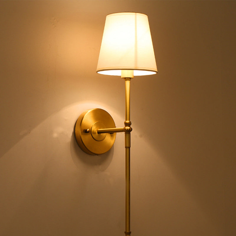 Eimer Schatten Stoff Wandmontage Licht Traditionelle Flur Wandleuchte in Messing