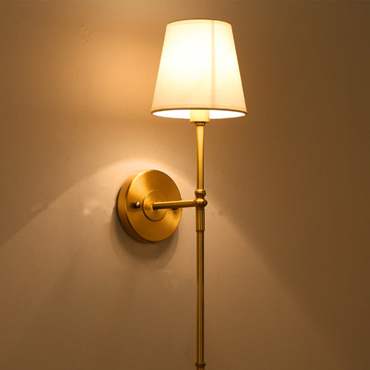 Eimer Schatten Stoff Wandmontage Licht Traditionelle Flur Wandleuchte in Messing
