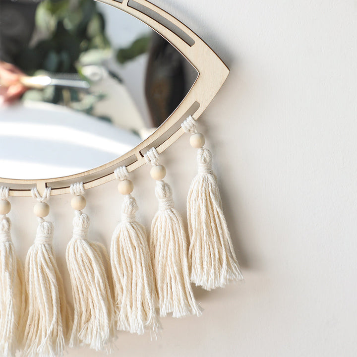 Boho Makramee Augen Spiegel Wanddekoration