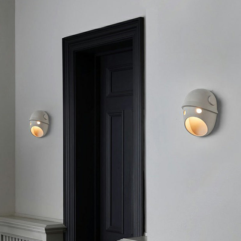 Dekorative Lustige Gesichtsausdruck Wandlampe Resin Schlafzimmer LED Wandmontierte Licht in Grau