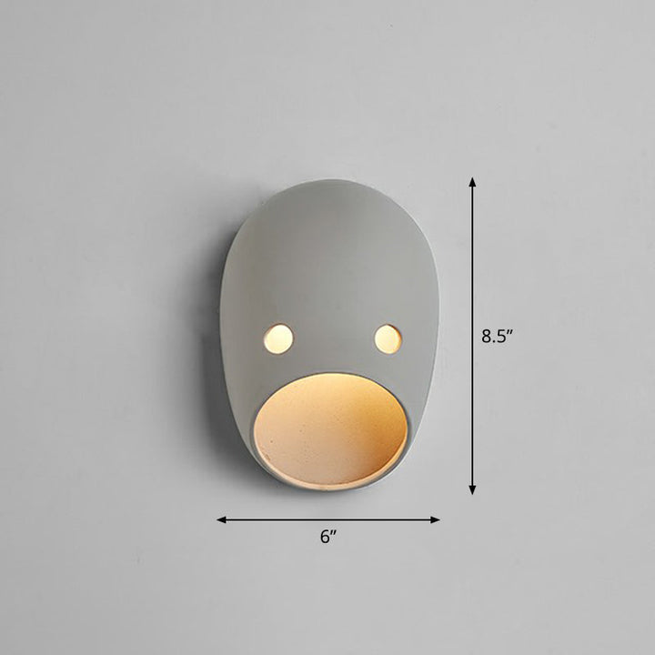 Dekorative Lustige Gesichtsausdruck Wandlampe Resin Schlafzimmer LED Wandmontierte Licht in Grau