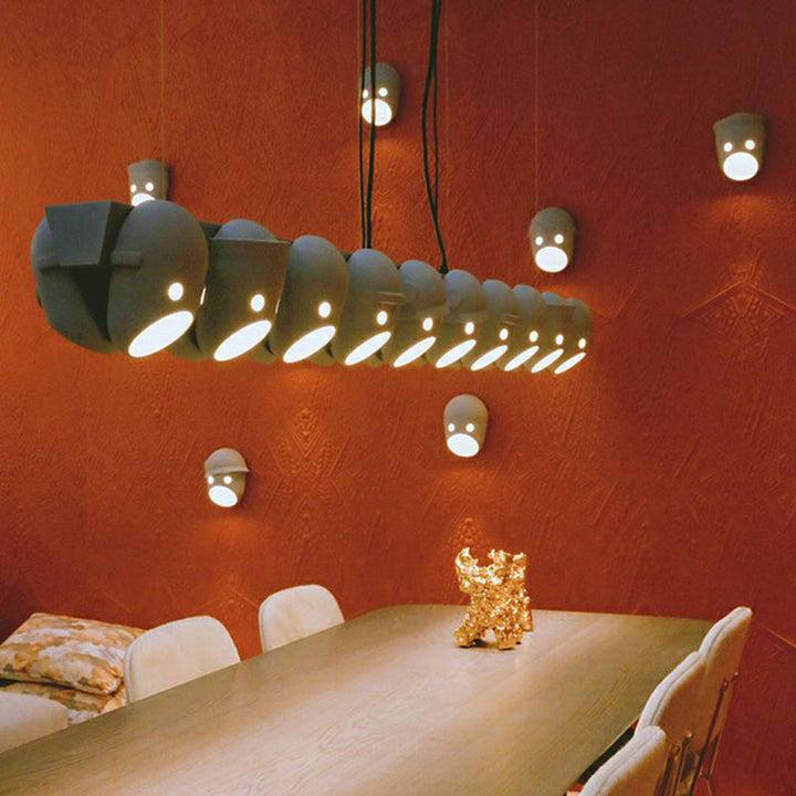 Dekorative Lustige Gesichtsausdruck Wandlampe Resin Schlafzimmer LED Wandmontierte Licht in Grau