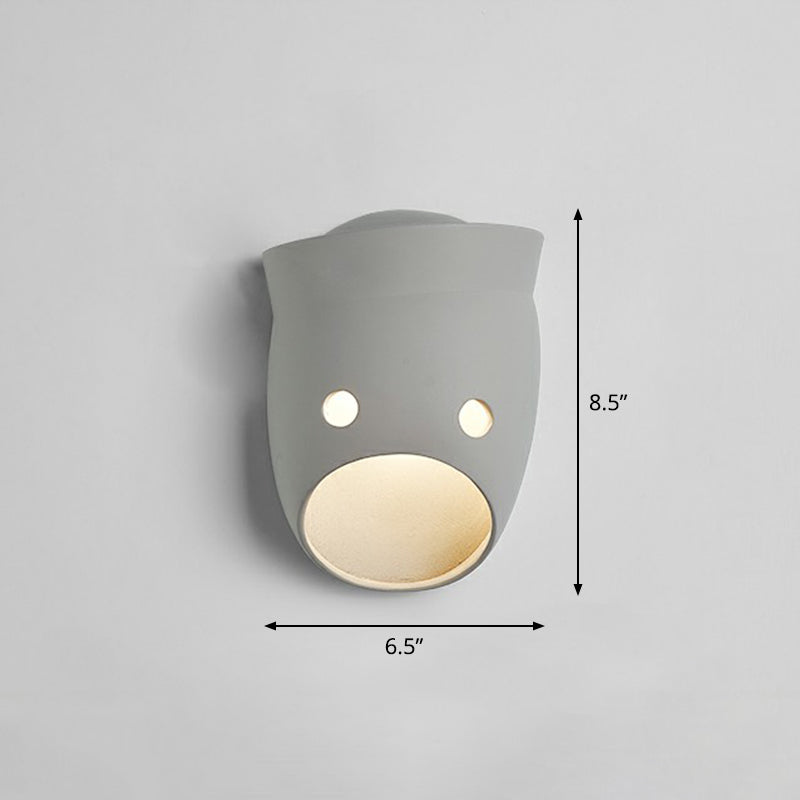 Dekorative Lustige Gesichtsausdruck Wandlampe Resin Schlafzimmer LED Wandmontierte Licht in Grau