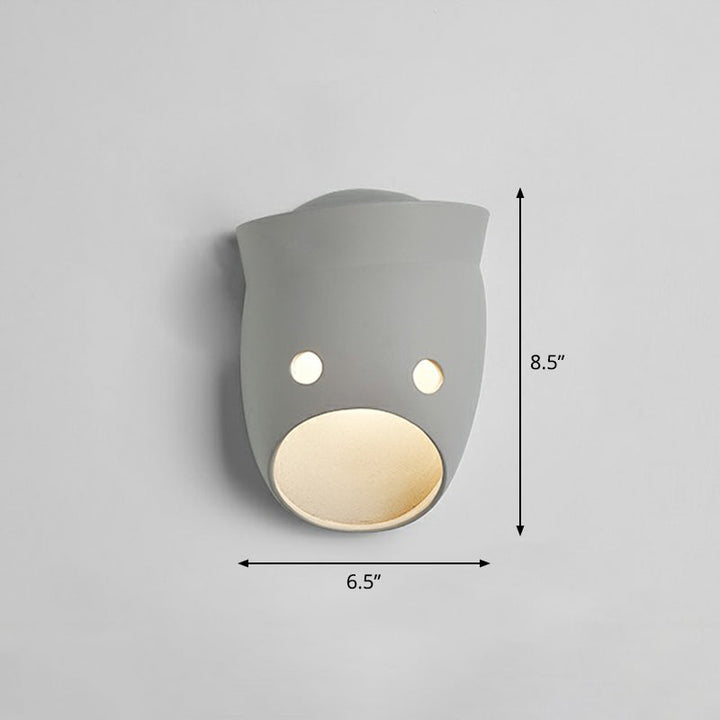 Dekorative Lustige Gesichtsausdruck Wandlampe Resin Schlafzimmer LED Wandmontierte Licht in Grau