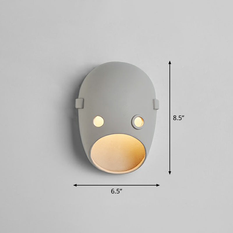 Dekorative Lustige Gesichtsausdruck Wandlampe Resin Schlafzimmer LED Wandmontierte Licht in Grau