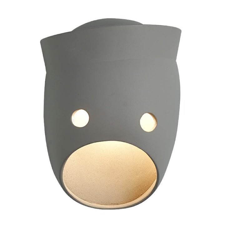Dekorative Lustige Gesichtsausdruck Wandlampe Resin Schlafzimmer LED Wandmontierte Licht in Grau