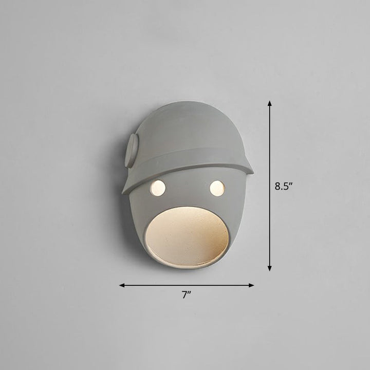 Dekorative Lustige Gesichtsausdruck Wandlampe Resin Schlafzimmer LED Wandmontierte Licht in Grau