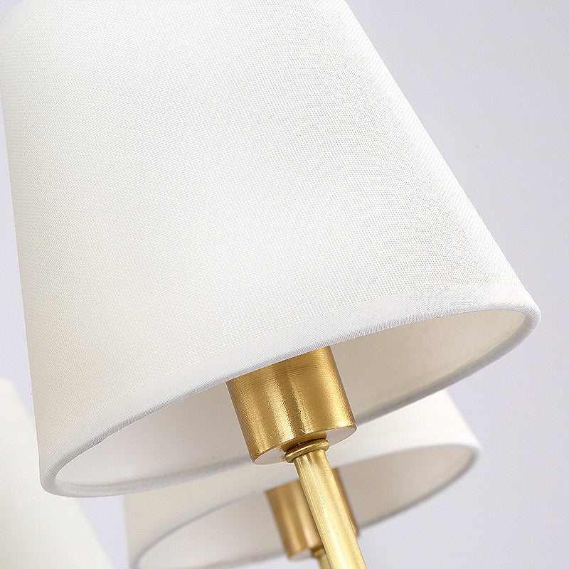 Messing Cone Wandlicht Retro Weißer Stoffschirm 1/2 Lampen Esszimmer Wandleuchte Beleuchtung