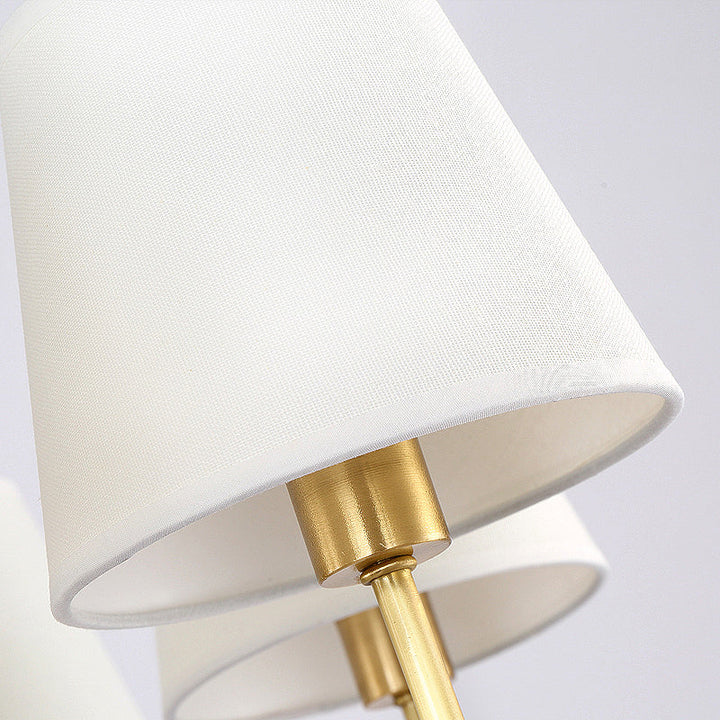 Messing Cone Wandlicht Retro Weißer Stoffschirm 1/2 Lampen Esszimmer Wandleuchte Beleuchtung
