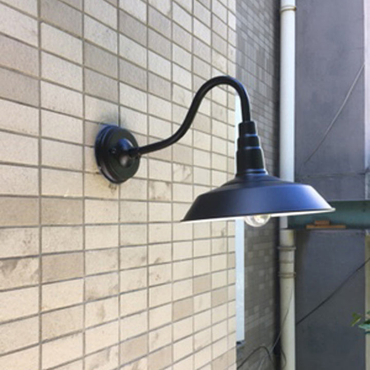 1-Glühbirne Gänneck Wandleuchte Industrielle Metall Wandmontierte Lampe mit Scheunenschirm für Außenbereiche