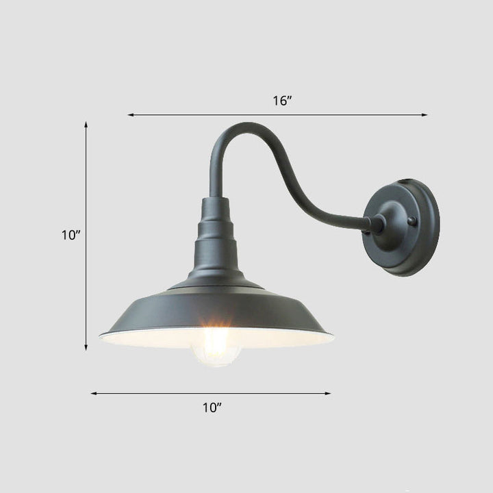 1-Glühbirne Gänneck Wandleuchte Industrielle Metall Wandmontierte Lampe mit Scheunenschirm für Außenbereiche