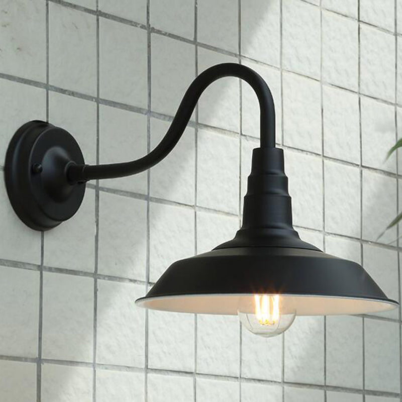 1-Glühbirne Gänneck Wandleuchte Industrielle Metall Wandmontierte Lampe mit Scheunenschirm für Außenbereiche