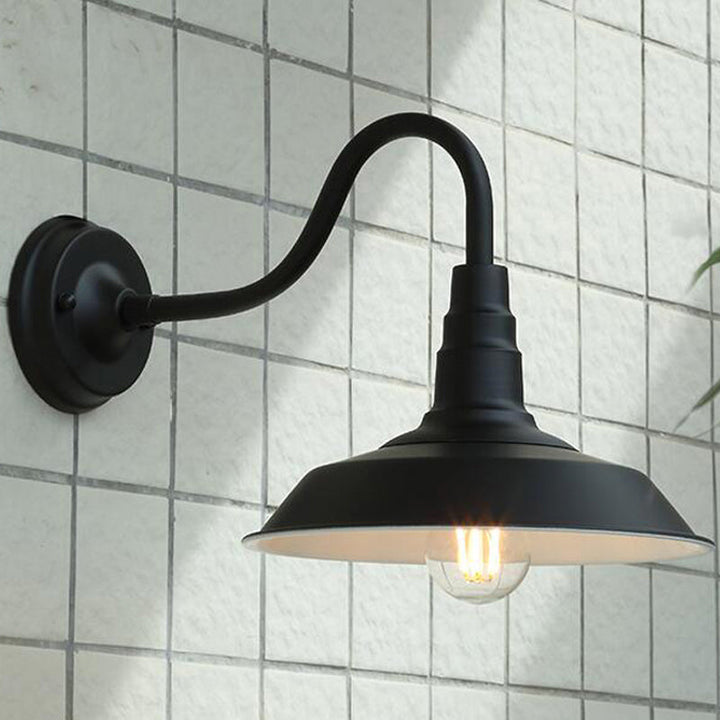 1-Glühbirne Gänneck Wandleuchte Industrielle Metall Wandmontierte Lampe mit Scheunenschirm für Außenbereiche