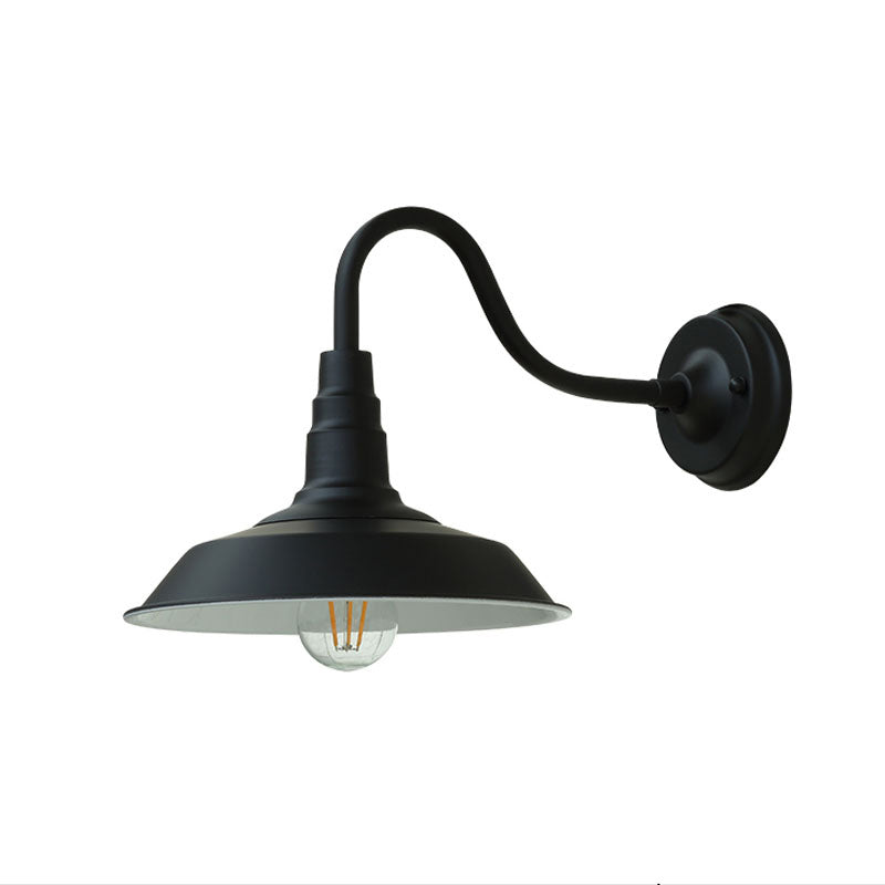 1-Glühbirne Gänneck Wandleuchte Industrielle Metall Wandmontierte Lampe mit Scheunenschirm für Außenbereiche