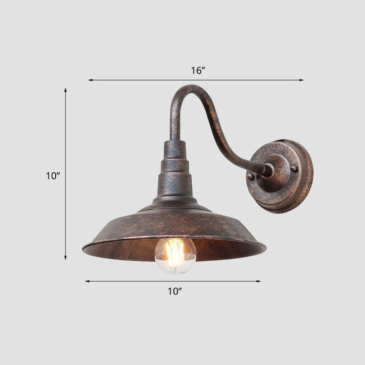 1-Glühbirne Gänneck Wandleuchte Industrielle Metall Wandmontierte Lampe mit Scheunenschirm für Außenbereiche