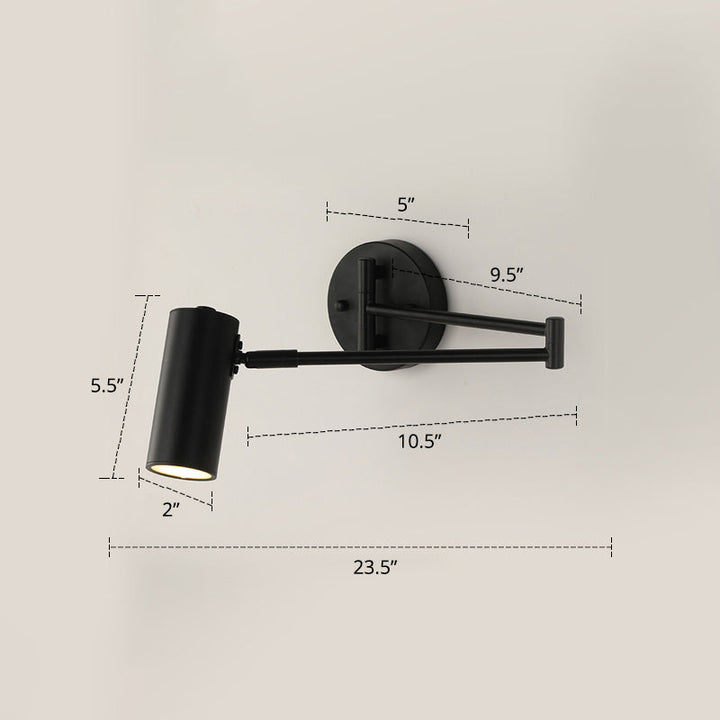 Tubular Nachttisch Wandmontierte Leselampe Metall 1 Glühbirne Postmoderne Wandlampe mit ausziehbarem Arm