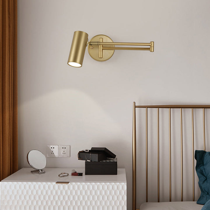Tubular Nachttisch Wandmontierte Leselampe Metall 1 Glühbirne Postmoderne Wandlampe mit ausziehbarem Arm