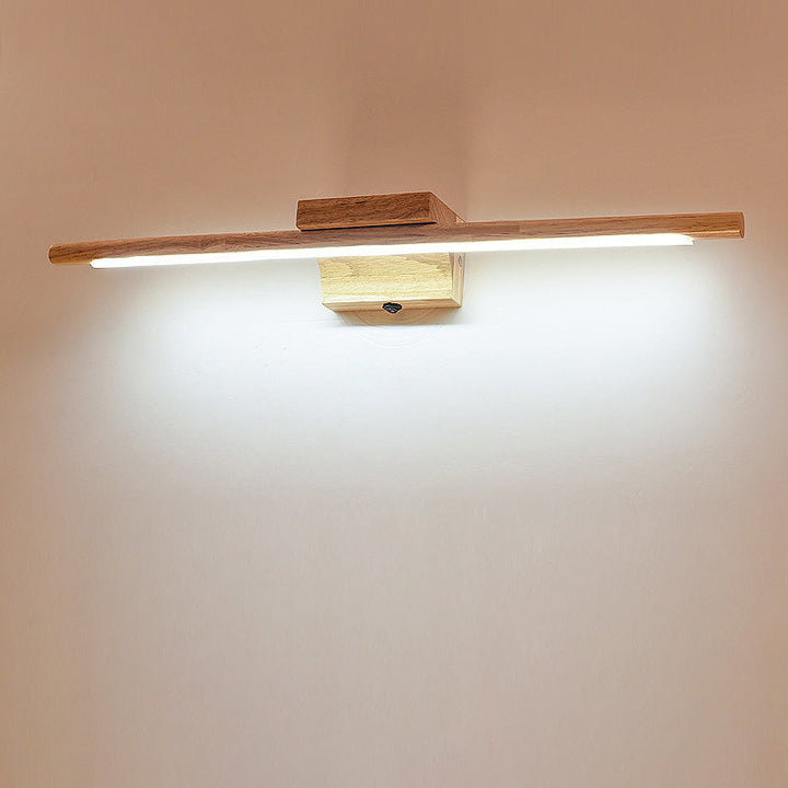 Slim Wood Vanity Sconce Lampe Modernist Led Beige Wandmontierte Lichtquelle in Weiß/Warm Licht