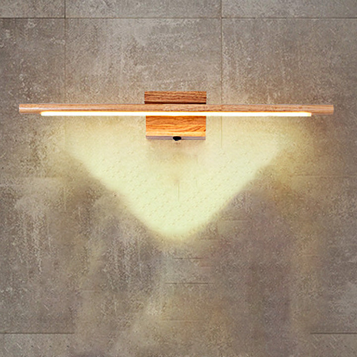 Slim Wood Vanity Sconce Lampe Modernist Led Beige Wandmontierte Lichtquelle in Weiß/Warm Licht