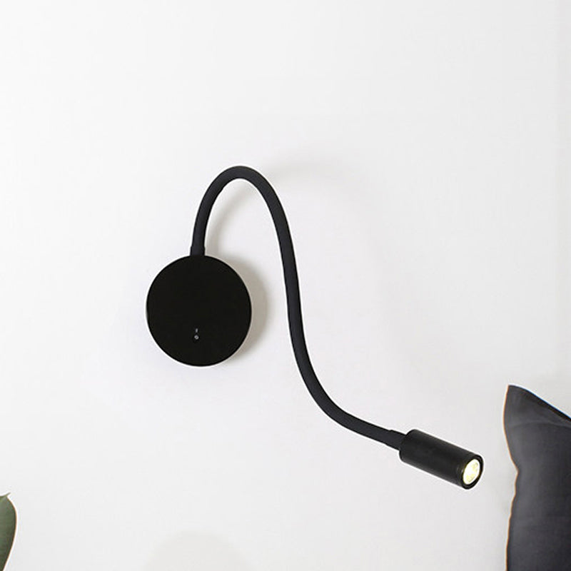 Verstellbare Zylinder Lese Wandleuchte Zeitgenössische Silikon und Metall LED Schwarz/Weiß Wandlampe