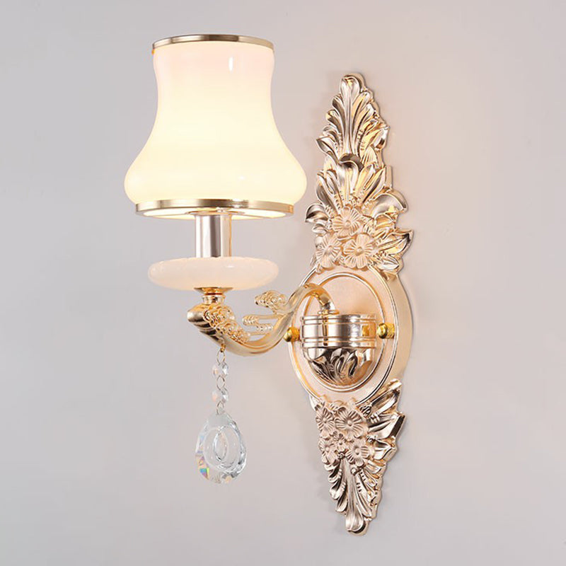 Viktorianische Kerzen-Wandkerzenhalter Beleuchtung Metall Wandmontage Licht mit Schirm und Kristalldekoration