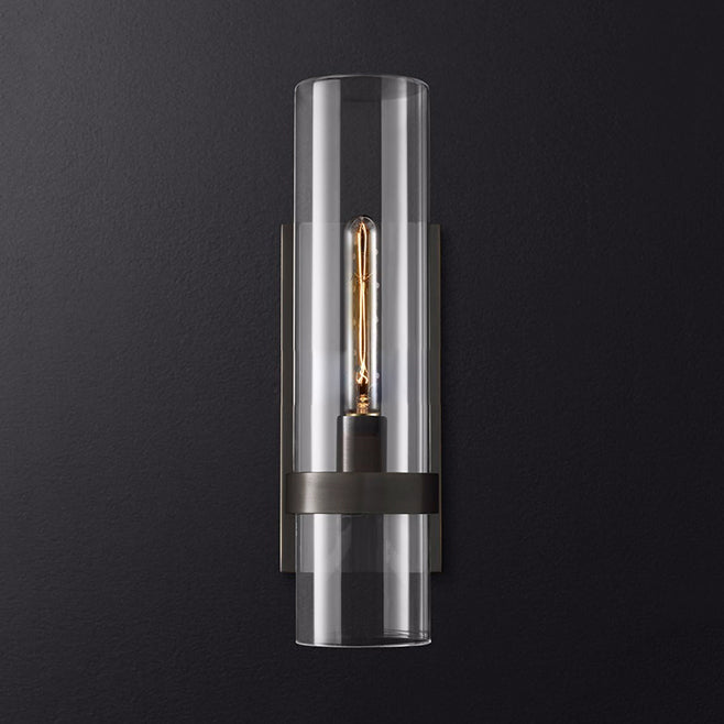 Zylinder Wandleuchte Traditionär Klarglas 2,5"/5" Breit 1 Kopf Schwarz/Messing Wandlampenarmatur für Treppen