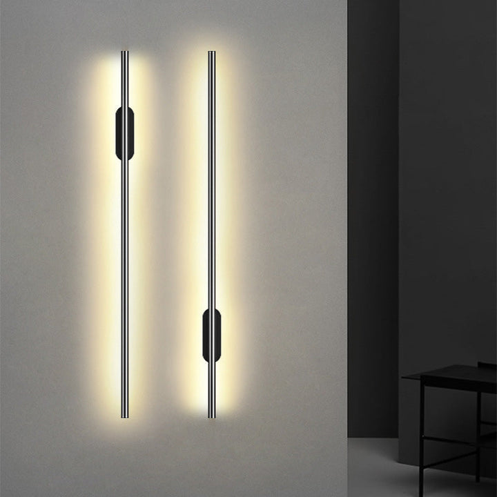 Schwarze Rod LED Wandleuchte Einrichtung Einfacher Stil Metallischer Wandlampenlicht für Wohnzimmer