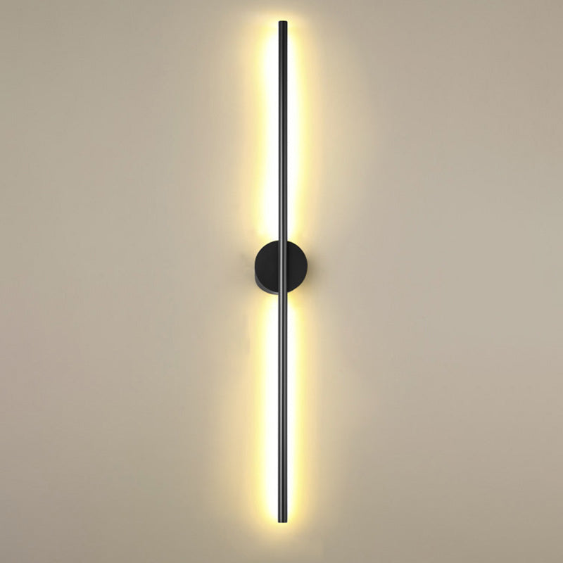 Schwarze Rod LED Wandleuchte Einrichtung Einfacher Stil Metallischer Wandlampenlicht für Wohnzimmer