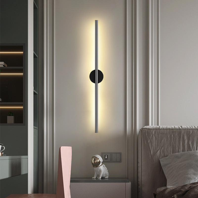 Schwarze Rod LED Wandleuchte Einrichtung Einfacher Stil Metallischer Wandlampenlicht für Wohnzimmer