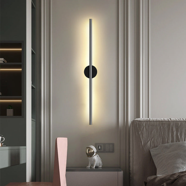 Schwarze Rod LED Wandleuchte Einrichtung Einfacher Stil Metallischer Wandlampenlicht für Wohnzimmer