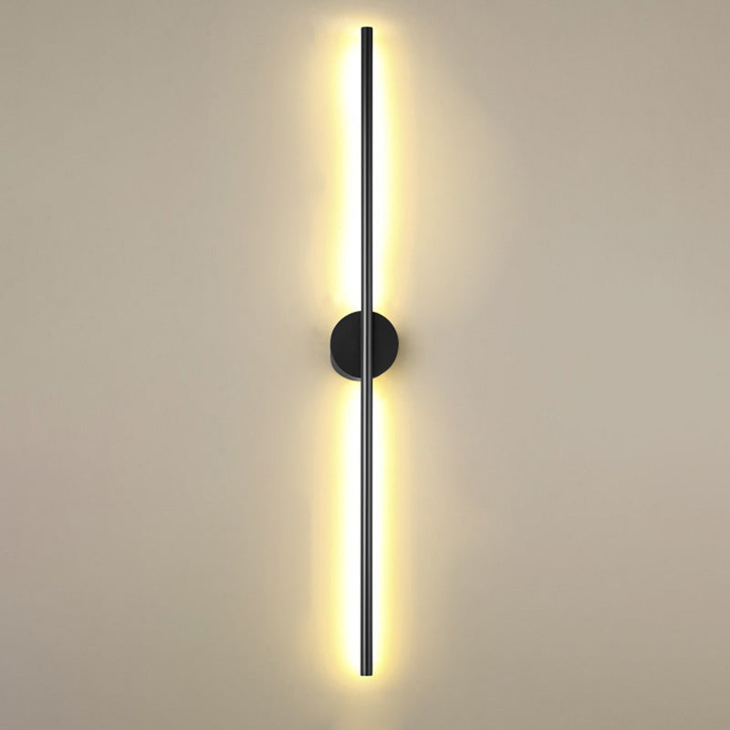 Schwarze Rod LED Wandleuchte Einrichtung Einfacher Stil Metallischer Wandlampenlicht für Wohnzimmer
