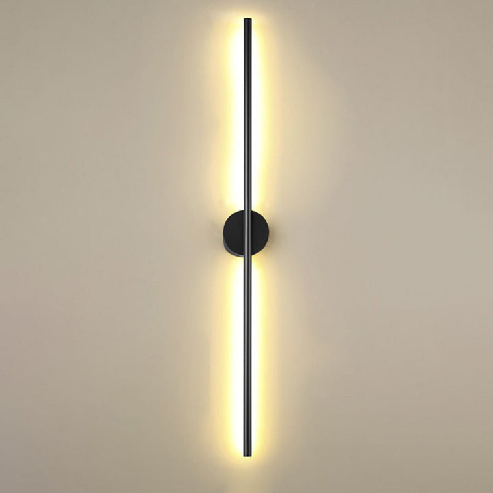 Schwarze Rod LED Wandleuchte Einrichtung Einfacher Stil Metallischer Wandlampenlicht für Wohnzimmer