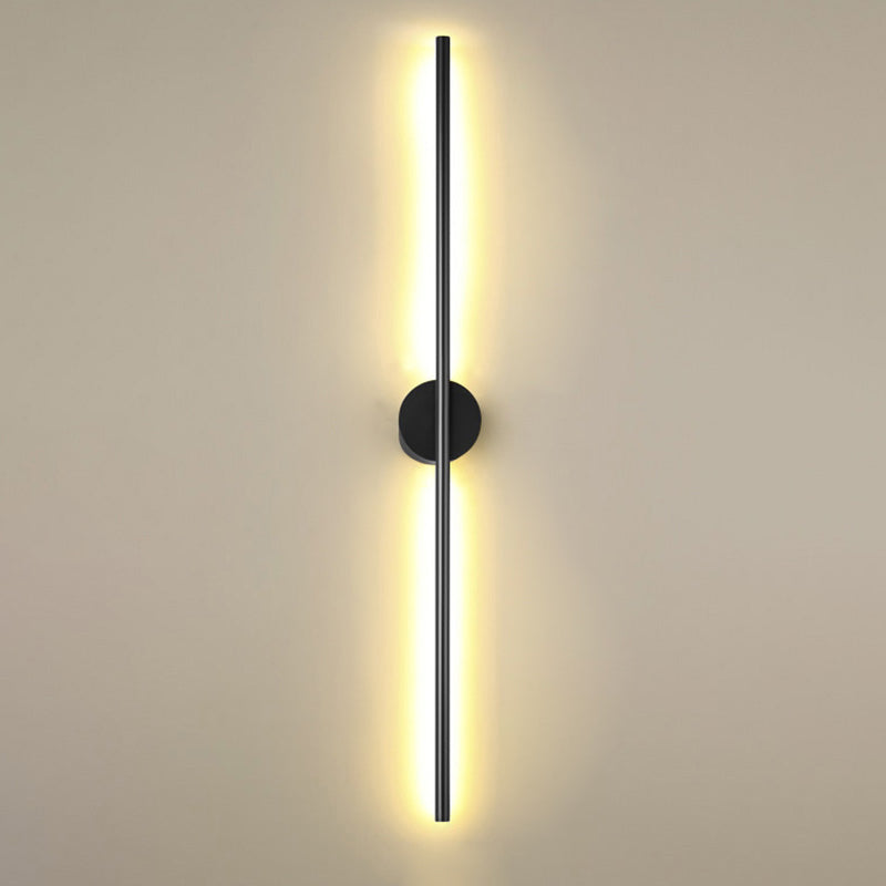 Schwarze Rod LED Wandleuchte Einrichtung Einfacher Stil Metallischer Wandlampenlicht für Wohnzimmer