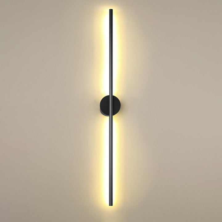 Schwarze Rod LED Wandleuchte Einrichtung Einfacher Stil Metallischer Wandlampenlicht für Wohnzimmer