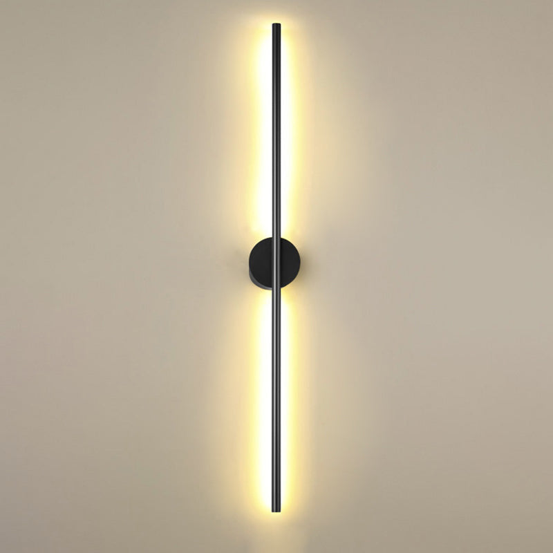 Schwarze Rod LED Wandleuchte Einrichtung Einfacher Stil Metallischer Wandlampenlicht für Wohnzimmer