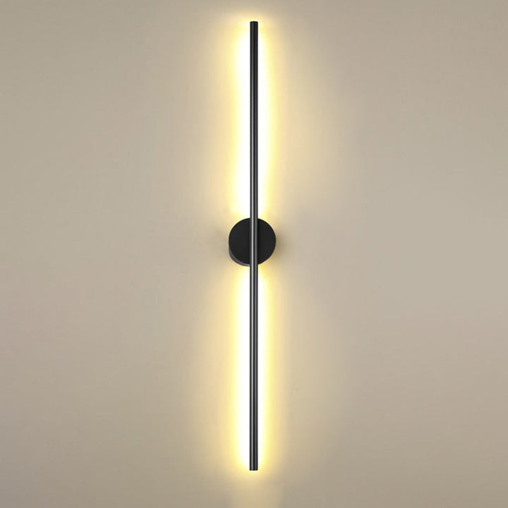 Schwarze Rod LED Wandleuchte Einrichtung Einfacher Stil Metallischer Wandlampenlicht für Wohnzimmer