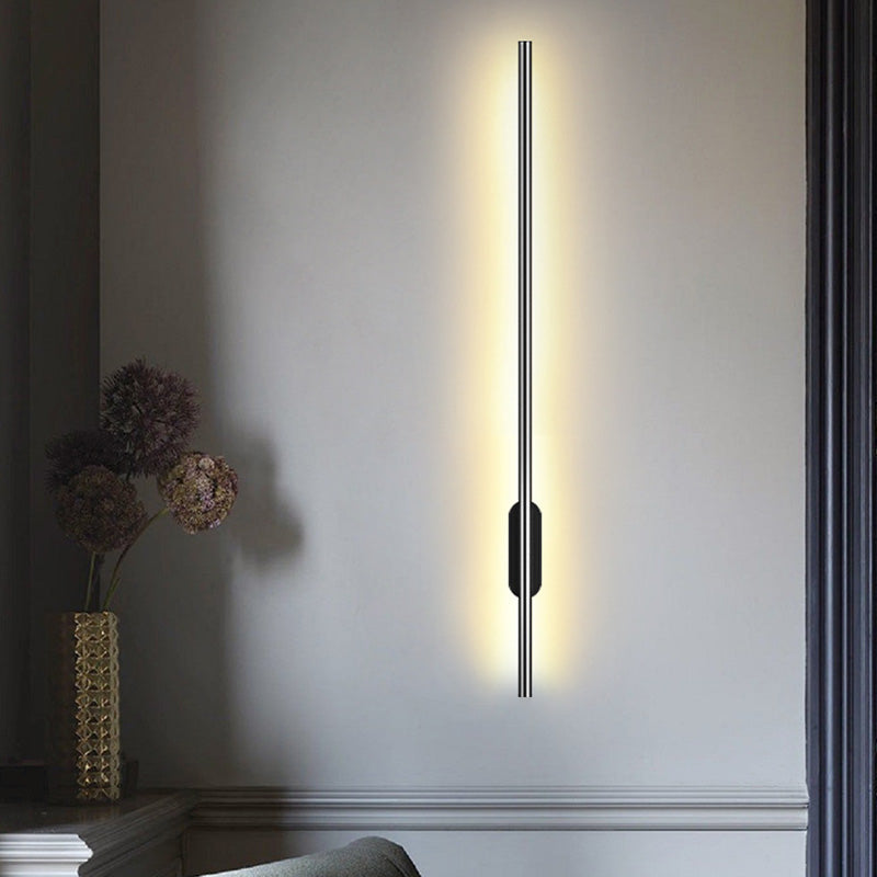 Schwarze Rod LED Wandleuchte Einrichtung Einfacher Stil Metallischer Wandlampenlicht für Wohnzimmer