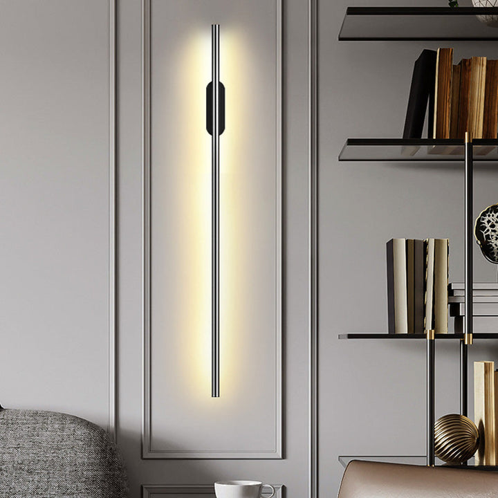 Schwarze Rod LED Wandleuchte Einrichtung Einfacher Stil Metallischer Wandlampenlicht für Wohnzimmer