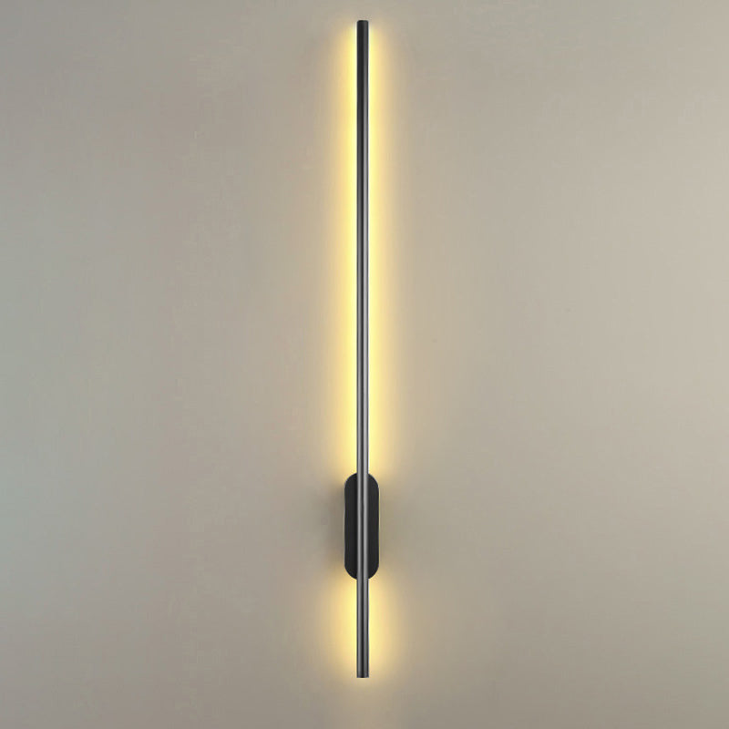 Schwarze Rod LED Wandleuchte Einrichtung Einfacher Stil Metallischer Wandlampenlicht für Wohnzimmer