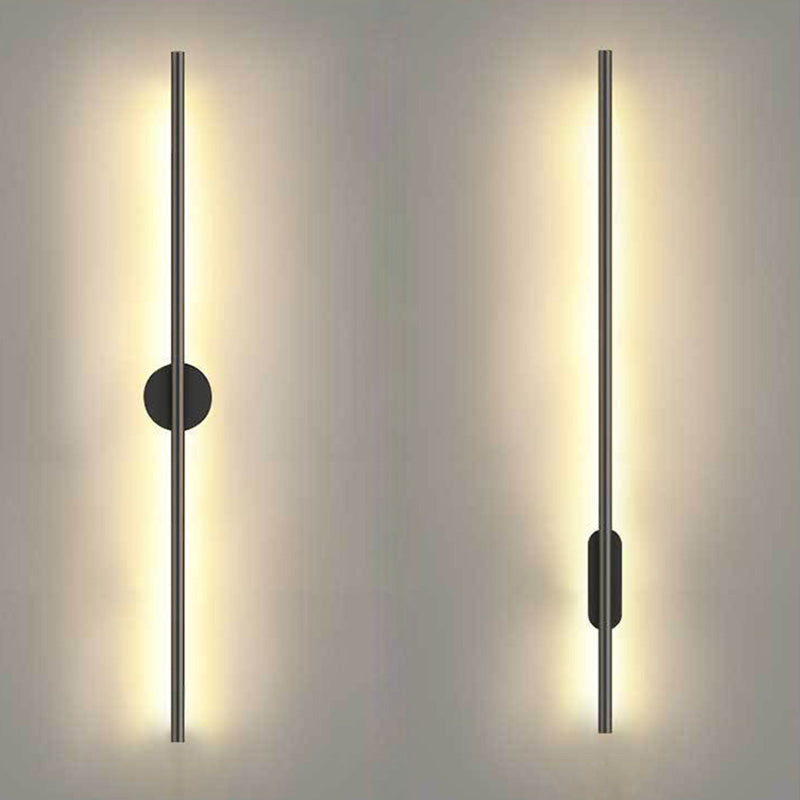 Schwarze Rod LED Wandleuchte Einrichtung Einfacher Stil Metallischer Wandlampenlicht für Wohnzimmer