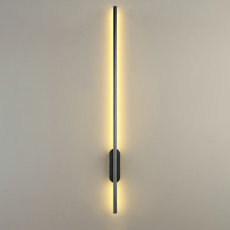 Schwarze Rod LED Wandleuchte Einrichtung Einfacher Stil Metallischer Wandlampenlicht für Wohnzimmer