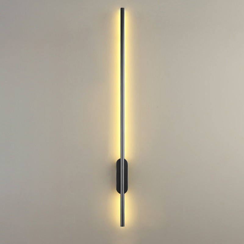 Schwarze Rod LED Wandleuchte Einrichtung Einfacher Stil Metallischer Wandlampenlicht für Wohnzimmer