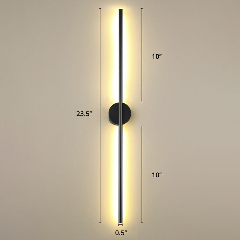 Schwarze Rod LED Wandleuchte Einrichtung Einfacher Stil Metallischer Wandlampenlicht für Wohnzimmer