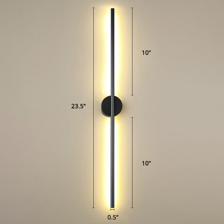 Schwarze Rod LED Wandleuchte Einrichtung Einfacher Stil Metallischer Wandlampenlicht für Wohnzimmer